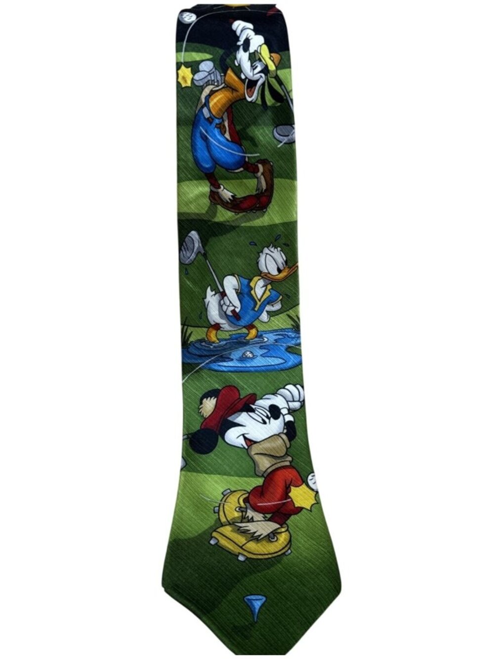 Disney Mickey Unlimited Golf Themed Silk Tie 60" Mickey Donald Goofy Playng Golf